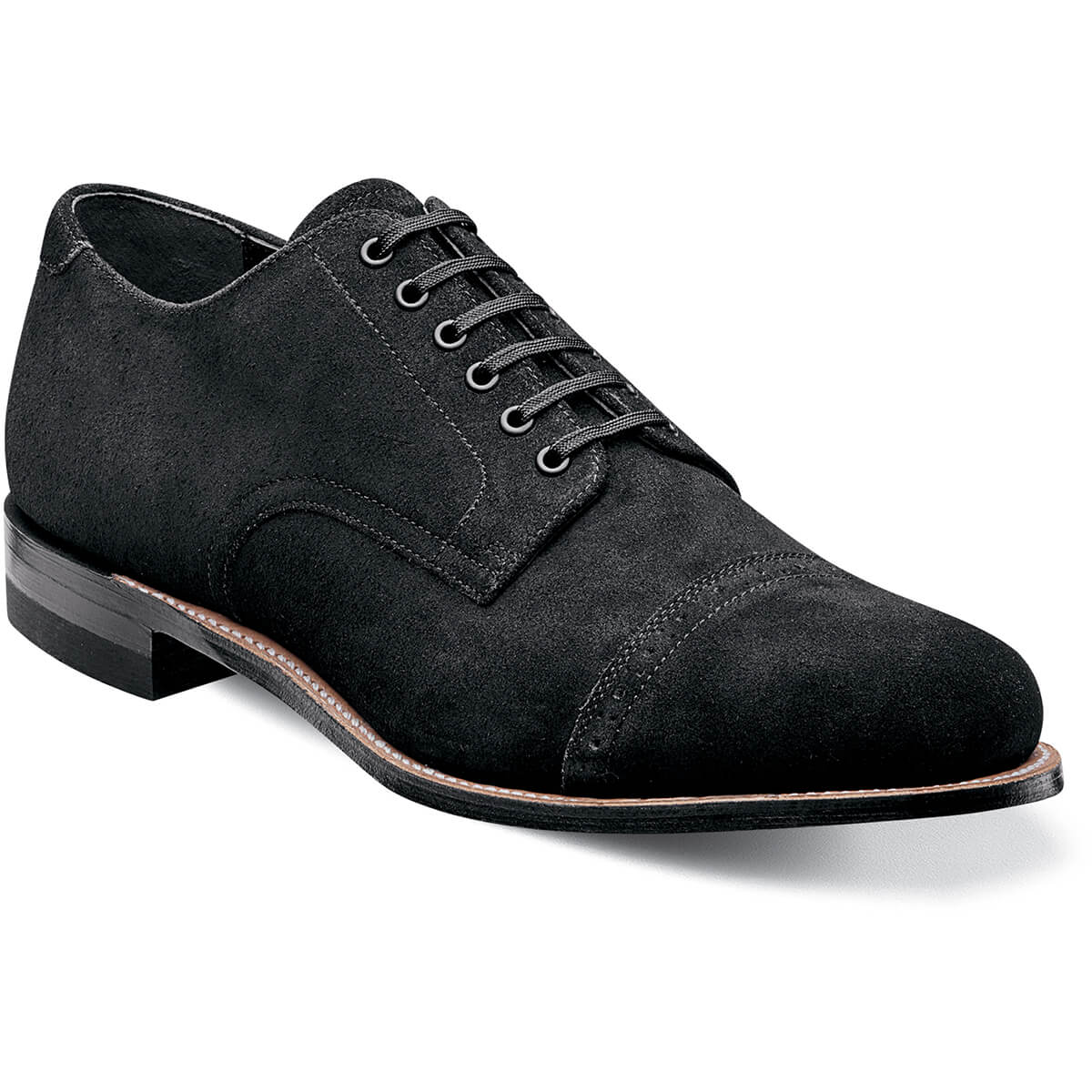 Clearance Shoes Black Suede Suede Cap Toe Oxford Stacy Adams Madison