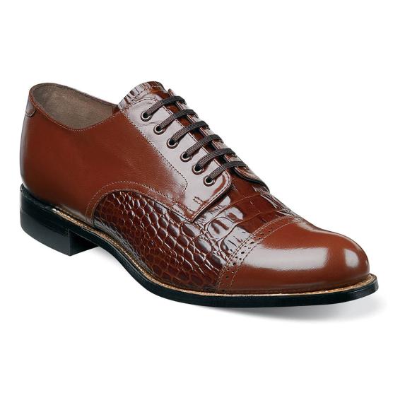 Men's Classic Shoes Cognac Hornback Print Cap Toe Oxford Stacy