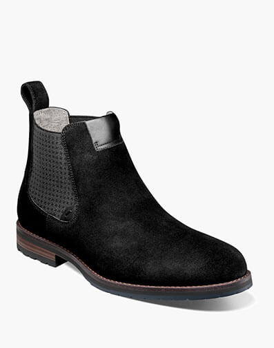 Osgood Plain Toe Chelsea Boot in Black Suede for $$49.90