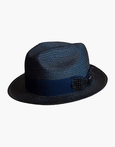Scoby Fedora Poly Braid Pinch Front Hat in Navy for $$39.90