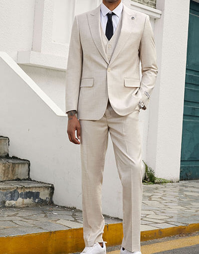 Harrelson  3 Piece Vested Suit in Ivory for $$179.90