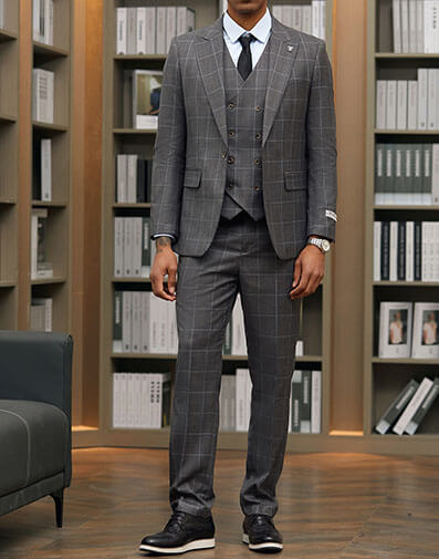 Fiennes 3 Piece Vested Suit in Gray for $$279.90