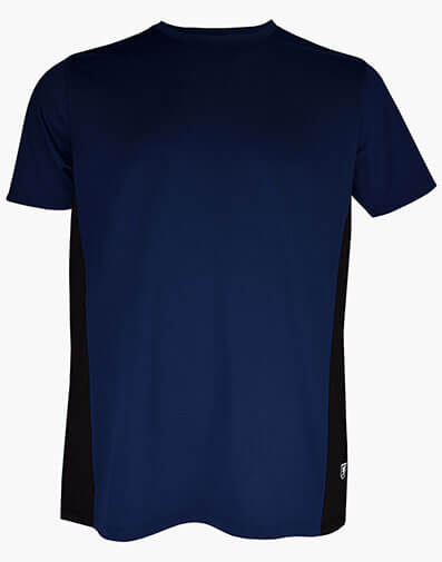 Crew Neck Block T-Shirt Performance Fabric in Navy for $$21.95