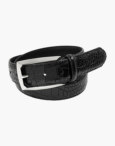 Ozzie Croc Emboss Belt in Black for $$40.00