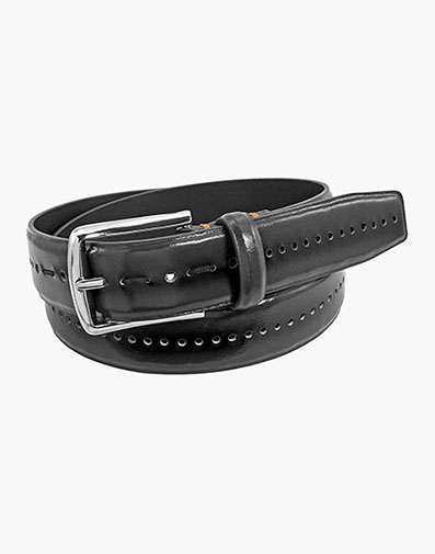 Carnegie Perf Leather Belt in Black.