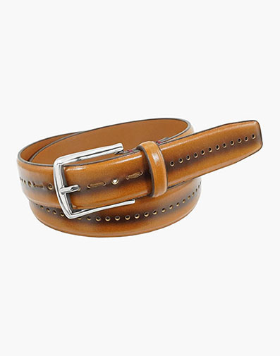 Carnegie Perf Leather Belt in Cognac.                        
