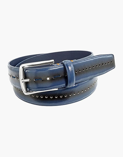 Carnegie Perf Leather Belt in Indigo for $$40.00