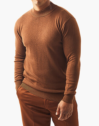 Asher Mock Neck Sweater in Tan for $$79.00