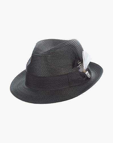 Belmont Fedora Poly Braid Pinch Front Hat in Black for $$55.00