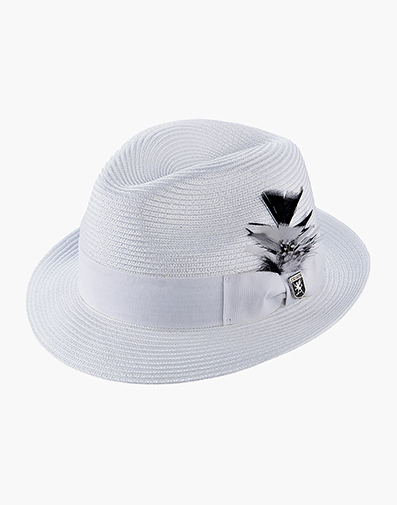 Belmont Fedora Poly Braid Pinch Front Hat in White for $$55.00