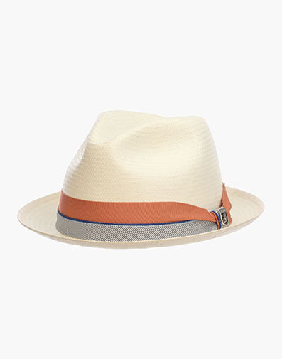 Brunswick Fedora Toyo Pinch Front Hat in Orange for $$60.00