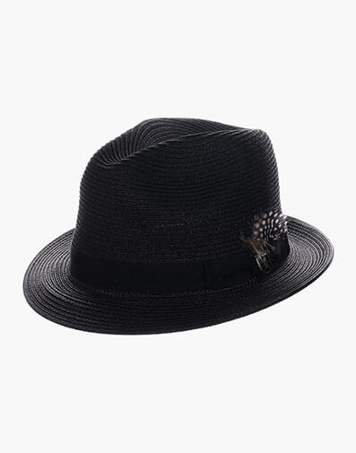 Corby Fedora Paper Braid Pinch Front Hat in Black for $$50.00