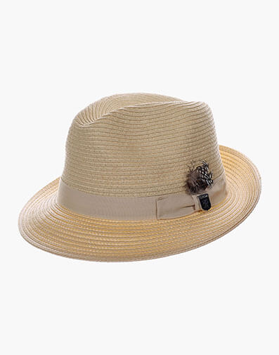 Corby Fedora Paper Braid Pinch Front Hat in Tan for $$50.00