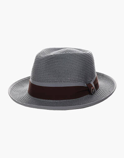 Pacetti Fedora Paper Braid Pinch Front Hat in Gray for $$55.00