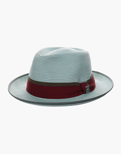 Pacetti Fedora Paper Braid Pinch Front Hat in Teal for $$55.00