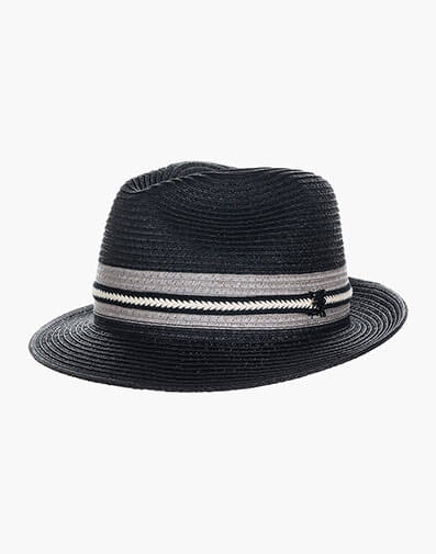 Montrell Fedora Paper Braid Pinch Front Hat in Black for $$40.00