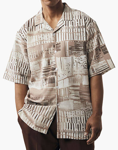 Vialli Button Down Shirt in Tan for $$59.00