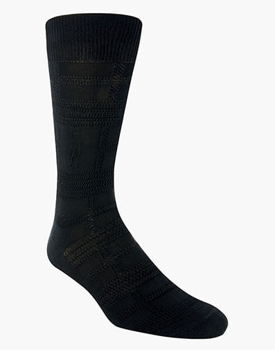 Tonal Plaid Men's Crew Dress Socks in Black for $$9.00