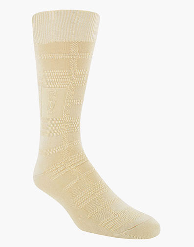 Tonal Plaid Men's Crew Dress Socks in Bone for $$9.00