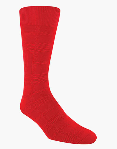 Tonal Plaid Men's Crew Dress Socks in Red for $$9.00
