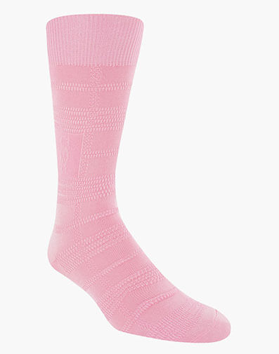 Tonal Plaid Men's Crew Dress Socks in Pink for $$9.00
