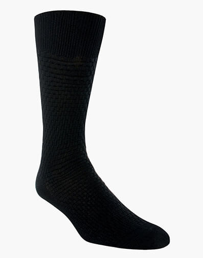 Basket Weave Men's Crew Dress Sock in Black for $$9.00