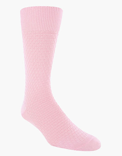 Basket Weave Men's Crew Dress Sock in Pink for $$9.00
