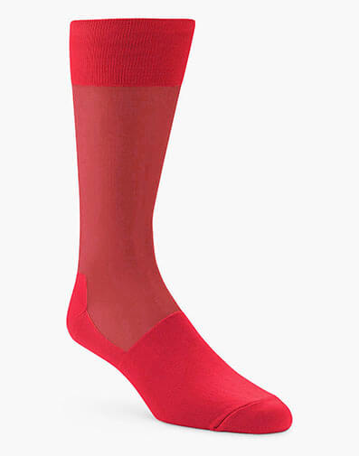 Silky Sheer Men's Crew Dress Sock in Red for $$9.00