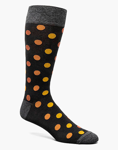 Oversize Dots Men's Crew Dress Sock in Black Multi for $$12.00