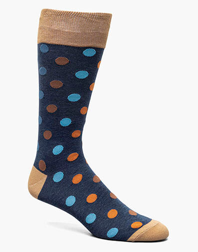 Oversize Dots Men's Crew Dress Sock in Blue Multi for $$12.00