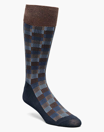 Modern Block Men's Crew Dress Socks in Blue Multi for $$12.00