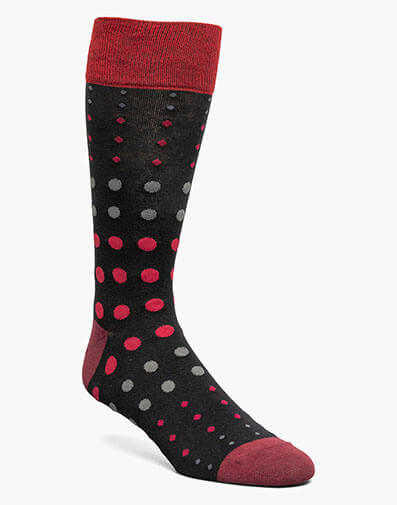 Multi-Size Dots Men's Crew Dress Socks in Red Multi for $$12.00