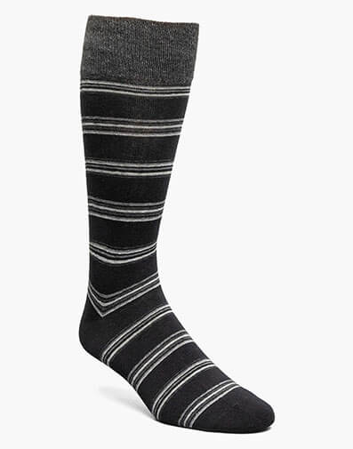 Mini Stripe Men's Crew Dress Socks in Black Multi for $$12.00