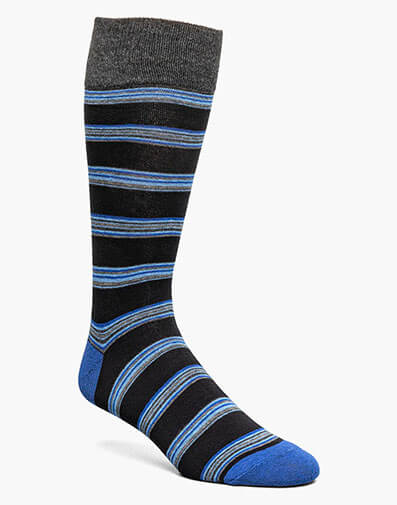 Mini Stripe Men's Crew Dress Socks in Dark Blue Multi for $$12.00