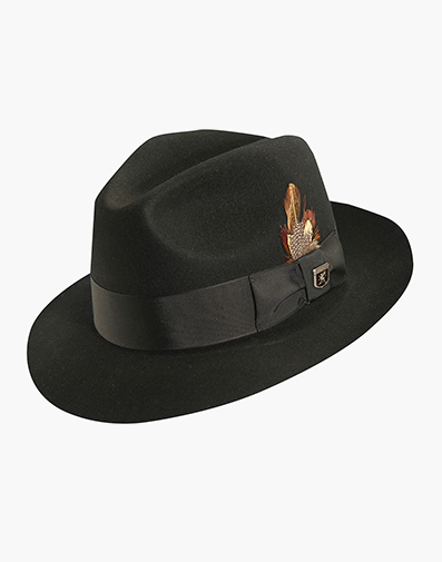 August Fedora Wool Felt Pinch Front Hat in Black for $$85.00