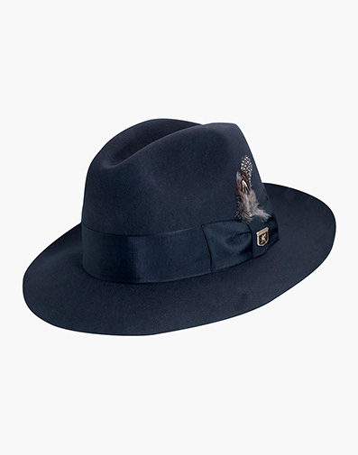 August Fedora Wool Felt Pinch Front Hat in Navy for $$85.00