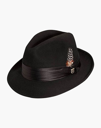 Ash Fedora Crushable Wool Felt Pinch Front Hat in Black for $$85.00