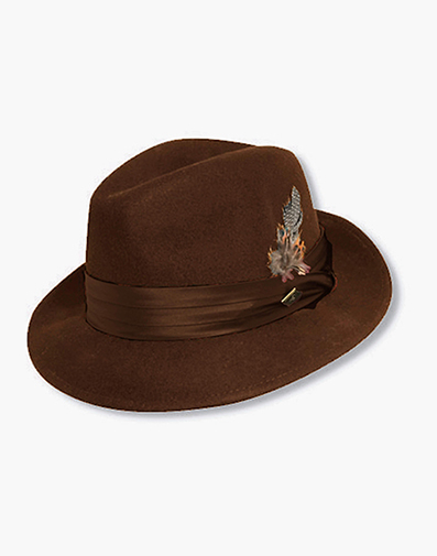 Ash Fedora Crushable Wool Felt Pinch Front Hat in Brown for $$85.00