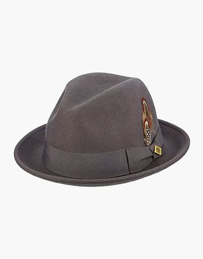 Ari Fedora Wool Felt Pinch Front Hat in Gray for $$70.00