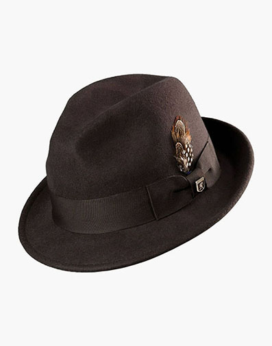 Ari Fedora Wool Felt Pinch Front Hat in Chocolate for $$70.00