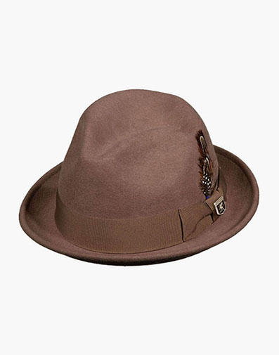 Ari Fedora Wool Felt Pinch Front Hat in Taupe for $$59.90