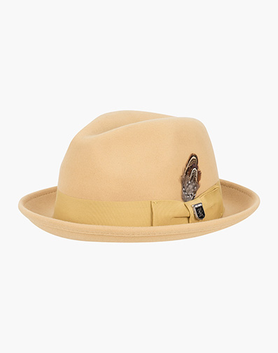 Ari Fedora Wool Felt Pinch Front Hat in Mustard for $$70.00
