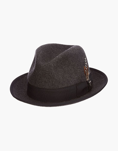 Clifton Fedora Wool Pinch Front Hat in Charcoal for $$70.00