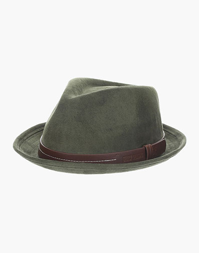 Klimt Fedora Suede Pinch Front Hat in Sage for $$40.00
