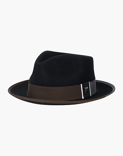 Alpha Fedora Wool Felt Pinch Front Hat in Black for $$95.00