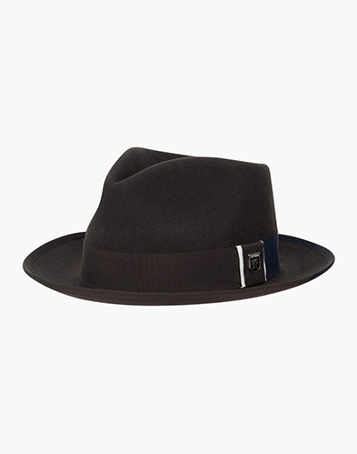 Alpha Fedora Wool Felt Pinch Front Hat in Brown for $$95.00