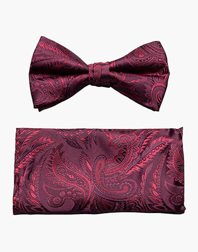 Oliver Bow Tie & Hanky Set in Burgundy for $$18.00