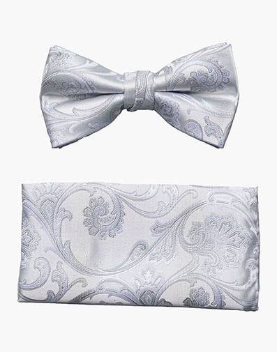 Asensio Bow Tie & Hanky Set in White for $$18.00