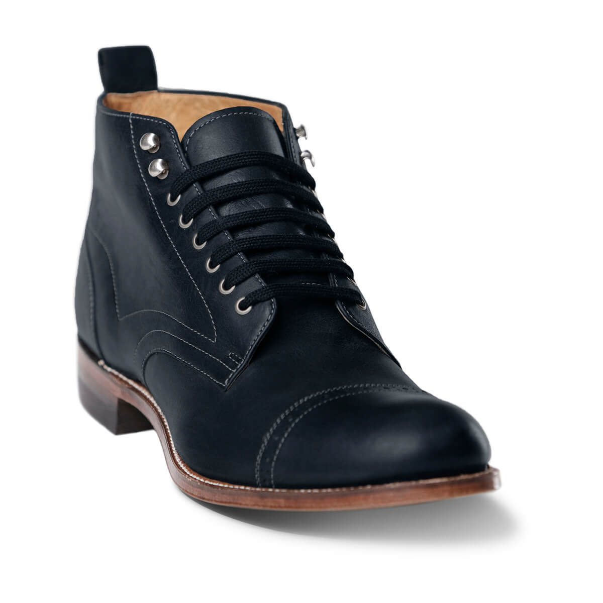 Men's Dress Shoes | Navy Brockton Cap Toe Boot | Stacy Adams Madison