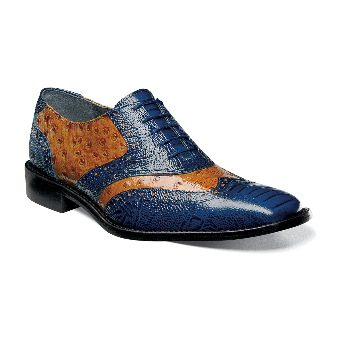 Armento in Dark Blue and Butterscotch, Front View